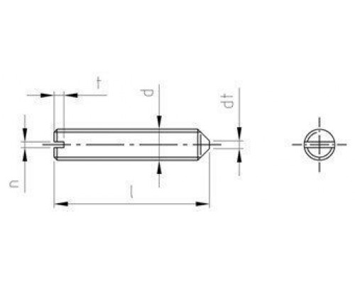 DIN 553 AISI 303 M 2,5X8 Винт установочный нержавеющий с коническим концом и прямым шлицем