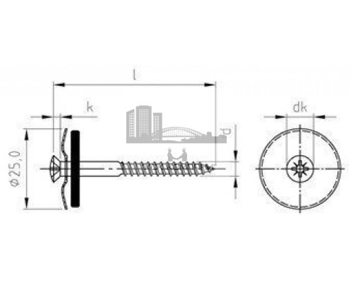 Art. 9169 A2-Cu 4,5X50 Z Шуруп по дереву с полупотайной головой с незакрепленной EPDM-шайбой (25 мм), шлиц PZ  купить в Москве