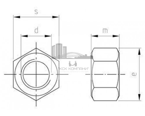 Гайка М30 A/F 46 DIN 934 A5 нержавеющая, шестигранная с крупной резьбой