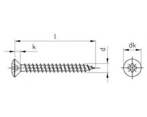 Art. 9049 A2 5,0X30 Z Саморез универсальный с полупотайной приподнятой головой и шлицем PZ нержавеющий