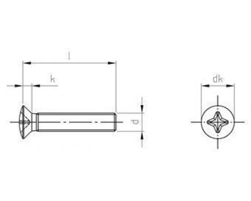 DIN 966 A2 M 2,5X30 H Винт с полупотайной головой и крестообразным шлицем PH (Phillips) нержавеющий