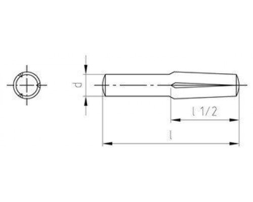 DIN 1474 AISI 303 5X45 Штифт цилиндрический забивной с насечками наполовину длины с трех сторон нержавеющий