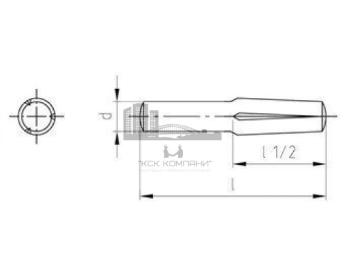 DIN 1474 AISI 303 6X35 Штифт цилиндрический забивной с насечками наполовину длины с трех сторон нержавеющий
