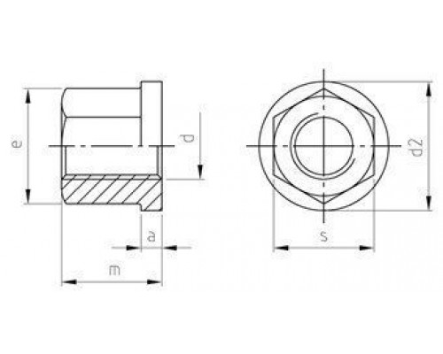 DIN 6331 М8 SW13 A4 Гайка нержавеющая высокая 1,5 d с буртиком