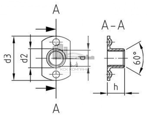 Art. 9060 A2 M 5 d 19 / h 7,5 Гайка нержавеющая с плоским фланцем форма B, приварная с двумя точками сварки