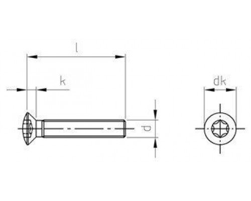 ISO 14584 A4 M 8X16 TX45 Винт с полупотайной головкой и шлицем TX (TORX) нержавеющий