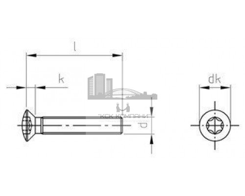 ISO 14584 A4 M 6X20 TX30 Винт с полупотайной головкой и шлицем TX (TORX) нержавеющий