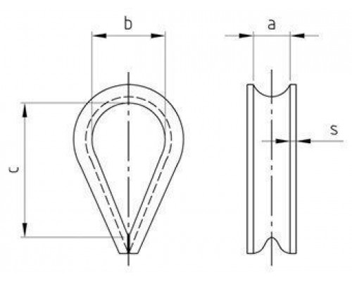 Art. 9073 A4 6 Коуш с глубокой канавкой нержавеющий для волокнистых канатов и стальных тросов