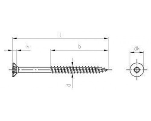 Art. 9147 A4 6,0X200/70 TX25 CUT Шуруп самосверлящий с потайной головой и режущей кромкой, самозенкующий с неполной резьбой и звездообразным шлицем TX (Torx