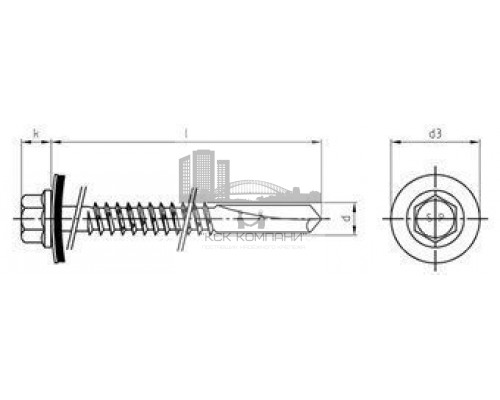 Art. 9504 A2/CV 5,5X118 Винт биметаллический самонарезающий сверлоконечный с уплотнительной шайбой 16 мм (сверл. способность 12 мм)  купить в Москве