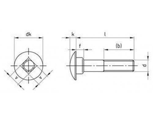 M10X90 DIN 603 A2 Болт нержавеющий с квадратным подголовком с неполной резьбой и полукруглой головкой