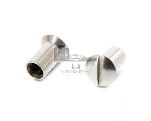 Art. 9061 М6X15 A1 Гайка стяжная нержавеющая с полупотайной головкой, шлиц прямой