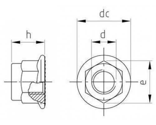 DIN 6926 М5 SW8 A2 Гайка нержавеющая, фланцевая шестигранная с зубцами, самоконтрящаяся
