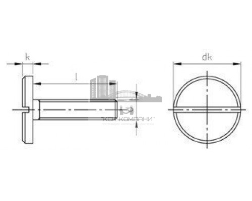 DIN 921 AISI 303 M 6X12 Винт нержавеющий с увеличенной цилиндрической плоской головой и прямым шлицем