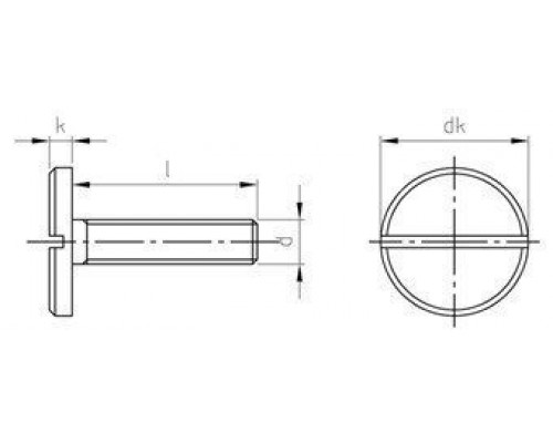 DIN 921 AISI 303 M 2X3 Винт нержавеющий с увеличенной цилиндрической плоской головой и прямым шлицем