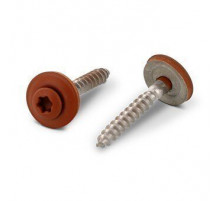 Art. 9087 A2 4,5X45 TX20 - RAL 8004 Шуруп c полупотайной головой и двухсоставной шайбой, звездообразный шлиц TX (TORX), с фиксированной EPDM прокладкой, нержавею