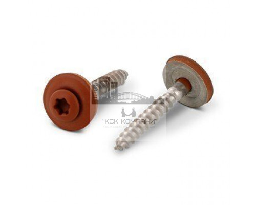 Art. 9087 A2 4,5X80 TX20 - RAL 8004 Шуруп c полупотайной головой и двухсоставной шайбой, звездообразный шлиц TX (TORX), с фиксированной EPDM прокладкой, нержавею