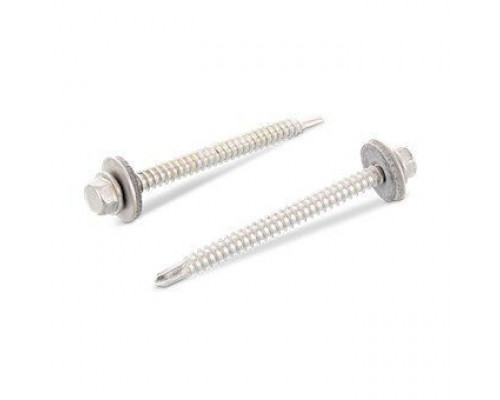 DIN 7504 A2 K 5,5X25 уплотн. шайба 16мм Саморез сверлоконечный самонарезающий с шестигранной головкой с фланцем нержавеющий c EPDM уплотнительной шай  купить в Москве