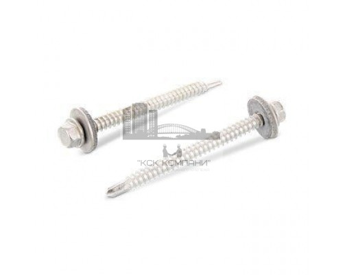 DIN 7504 A2 K 5,5X28 уплотн. шайба 16мм Саморез сверлоконечный самонарезающий с шестигранной головкой с фланцем нержавеющий c EPDM уплотнительной шай