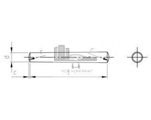 DIN 1 AISI 303 1X8 Штифт конический незакаленный с допуском h10 тип B нержавеющий