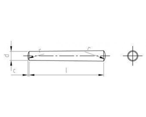 DIN 1 AISI 316Ti 10X45 Штифт конический незакаленный с допуском h10 тип B нержавеющий DIN 1 AISI 316Ti 10X45 Штифт конический незакаленный с допуском h10 тип B нержавеющий