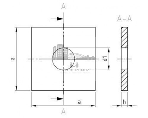 DIN 436 A2 11 Шайба квадратная для деревянных конструкций увеличенная