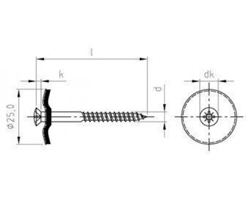 Art. 9069 A2-Cu 4,5X20 Z Шуруп по дереву с полупотайной головой с закрепленной EPDM-шайбой (25 мм), шлиц PZ