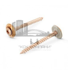 Art. 9087 A2-Cu 4,5X100 TX20 Шуруп c полупотайной головой и двухсоставной шайбой, звездообразный шлиц TX (TORX), с фиксированной EPDM прокладкой (15 мм), нержав