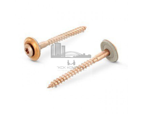Art. 9087 A2-Cu 5,0X200 TX20 Шуруп c полупотайной головой и двухсоставной шайбой, звездообразный шлиц TX (TORX), с фиксированной EPDM прокладкой (15 мм), нержав