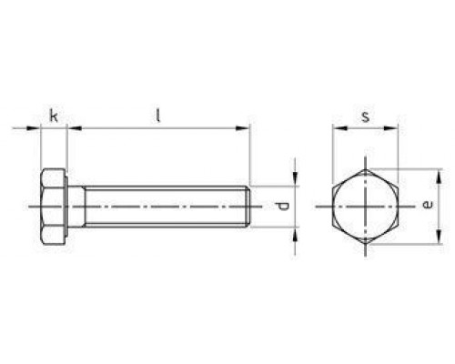 M12X130 DIN 933 A2 Болт нержавеющий с шестигранной головкой, полная резьба