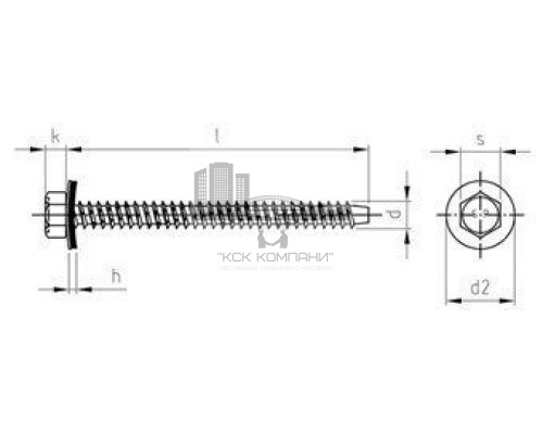 Art. 9057 A2 BZ 6,3X64 Саморез фасадный с тупым концом, шестигранной головкой и EPDM-шайбой 16 мм  купить в Москве