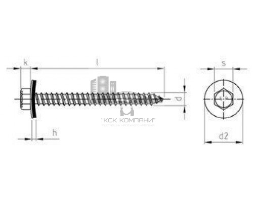 Art. 9059 A2 A 6,5X16 Саморез фасадный с острым концом и шестигранной головкой и EPDM-шайбой 19 мм  купить в Москве
