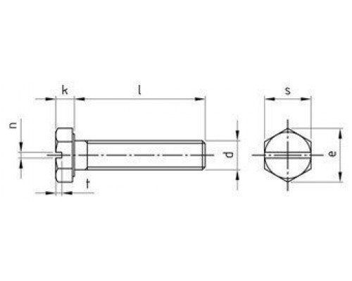 M6X14 SZ DIN 933 A2 Болт нержавеющий с прямым шлицем SL шестигранной головкой, полная резьба