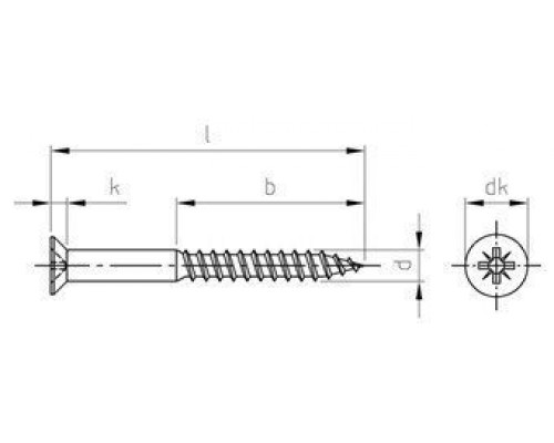 DIN 7997 A2 5,0X60 Z Шурупы по дереву с потайной головой и крестообразным шлицем PZ
