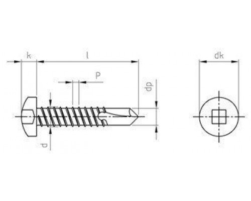 DIN 7504 A2 M 4,2X45 SQ2 Саморез самонарезающий сверлоконечный с полукруглой головой и квадратным шлицем SQ, форма "М" нержавеющий