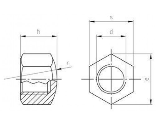 DIN 917 М14 SW22 A2 Гайка нержавеющая, колпачковая (накидная) с мелкой резьбой DIN 917 М14 SW22 A2 Гайка нержавеющая, колпачковая (накидная) с мелкой резьбой