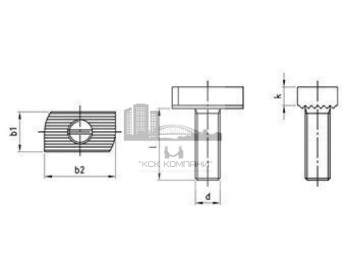 M 16X50 Art. 9595 A4-50 Болт с рифленой внутренней поверхностью и широкой Т-образной головкой нержавеющий для крепления профиля 41/22