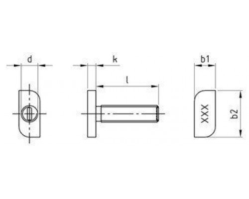 M 8X45 Art. 9097 A4 Болт нержавеющий для крепления профиля, тип 28/1, исполнение 1 - без подголовка 28/15 с Т-образной головкой