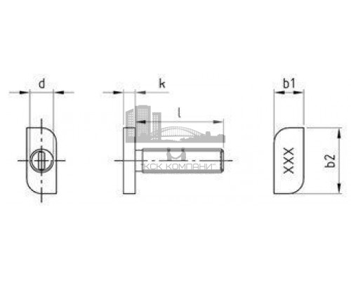 M 10X70 Art. 9097 A4 Болт нержавеющий для крепления профиля, тип 28/1, исполнение 1 - без подголовка 28/15 с Т-образной головкой