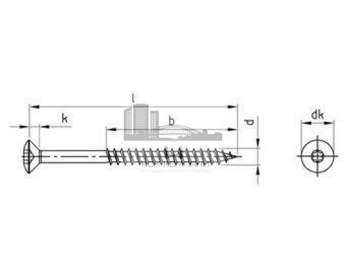 Art. 9046 A4 6,0X45/30 TX25 Cаморез универсальный с полупотайной головой и шлицем TORX нержавеющий  купить в Москве