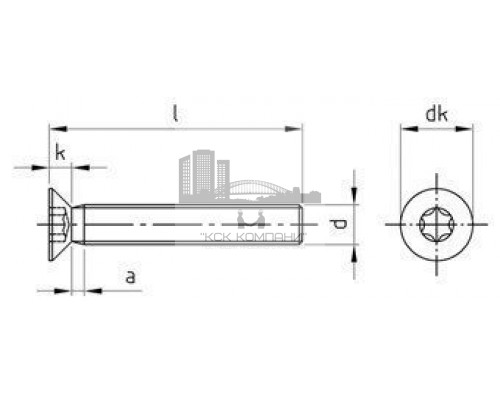 ISO 14581 A4 M 10X60/60 TX50 Винт нержавеющий с потайной головой и звездообразным шлицем TX (TORX)