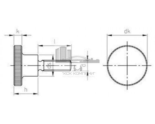DIN 464 AISI 303 M 8X12 Винт нажимной рифленый высокий нержавеющий с накатанной головкой