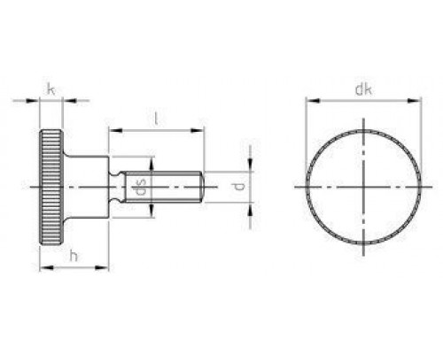 DIN 464 AISI 303 M 8X16 Винт нажимной рифленый высокий нержавеющий с накатанной головкой