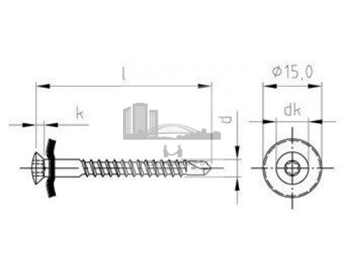 Art. 9387 A2-Cu 4,5X35 TX20 Шуруп по дереву c полупотайной головкой и EPDM-шайбой (15 мм) шлиц TX  купить в Москве