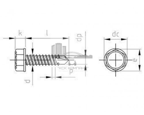 ISO 15480 AISI 410 4,8X19 Саморез типа К сверлоконечный с шестигранной головой и буртиком  купить в Москве