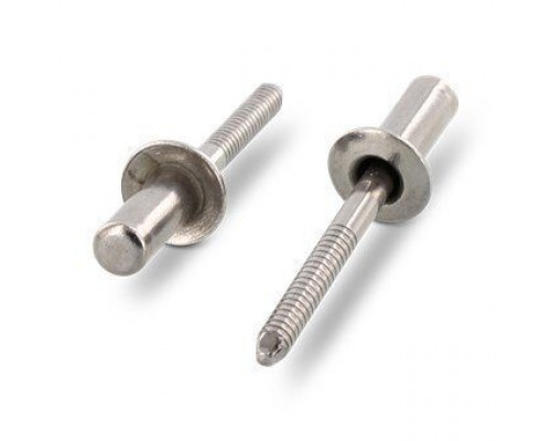 Заклепка 4x10 ISO 16585 A2 нержавеющая, глухая, с плоской головкой, закрытая, рифленая оправка Заклепка 4x10 ISO 16585 A2 нержавеющая, глухая, с плоской головкой, закрытая, рифленая оправка