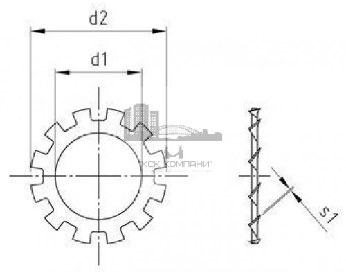 DIN 6797 A2 A 4,3 Шайбы тип A с внешними зубьями стопорные пружинные