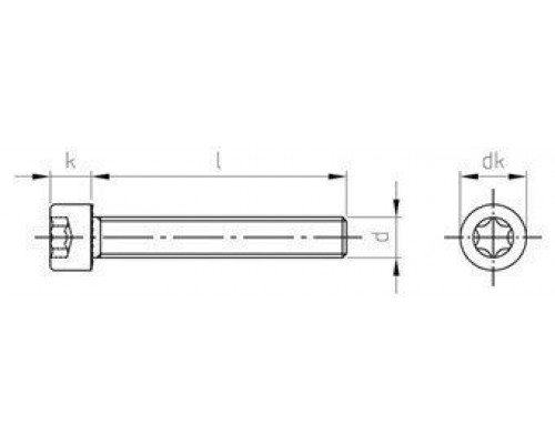 ISO 14579 A2 M 8X30 TX40 Винт нержавеющий с цилиндрической головой, зубчатой стопорной насечкой и звездообразным шлицем TX (Torx)