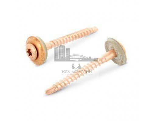 Art. 9387 A2-Cu 4,5X45 TX20 Шуруп по дереву c полупотайной головкой и EPDM-шайбой (15 мм) шлиц TX