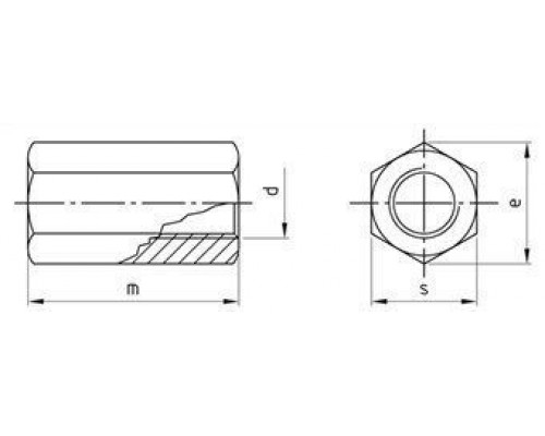DIN 6334 М10 SW17 A4 Гайка нержавеющая высокая 3d, шестигранная